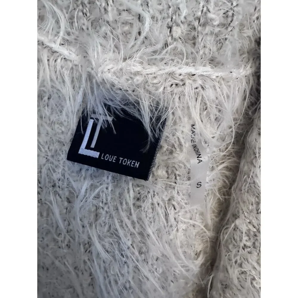 Love Token - Genuine Rabbit Fur Trim Vest - Size Small -beige - MSRP $169